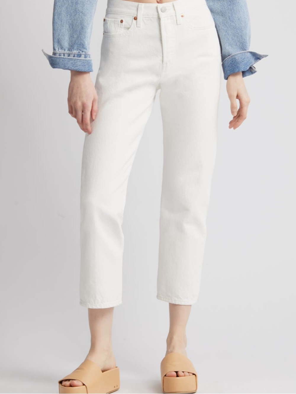 Levis White Wedgie Straight Crop Jean, size  28